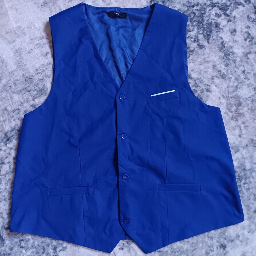Business Suit Vest Formal Wedding Royal Blue Size 3XL